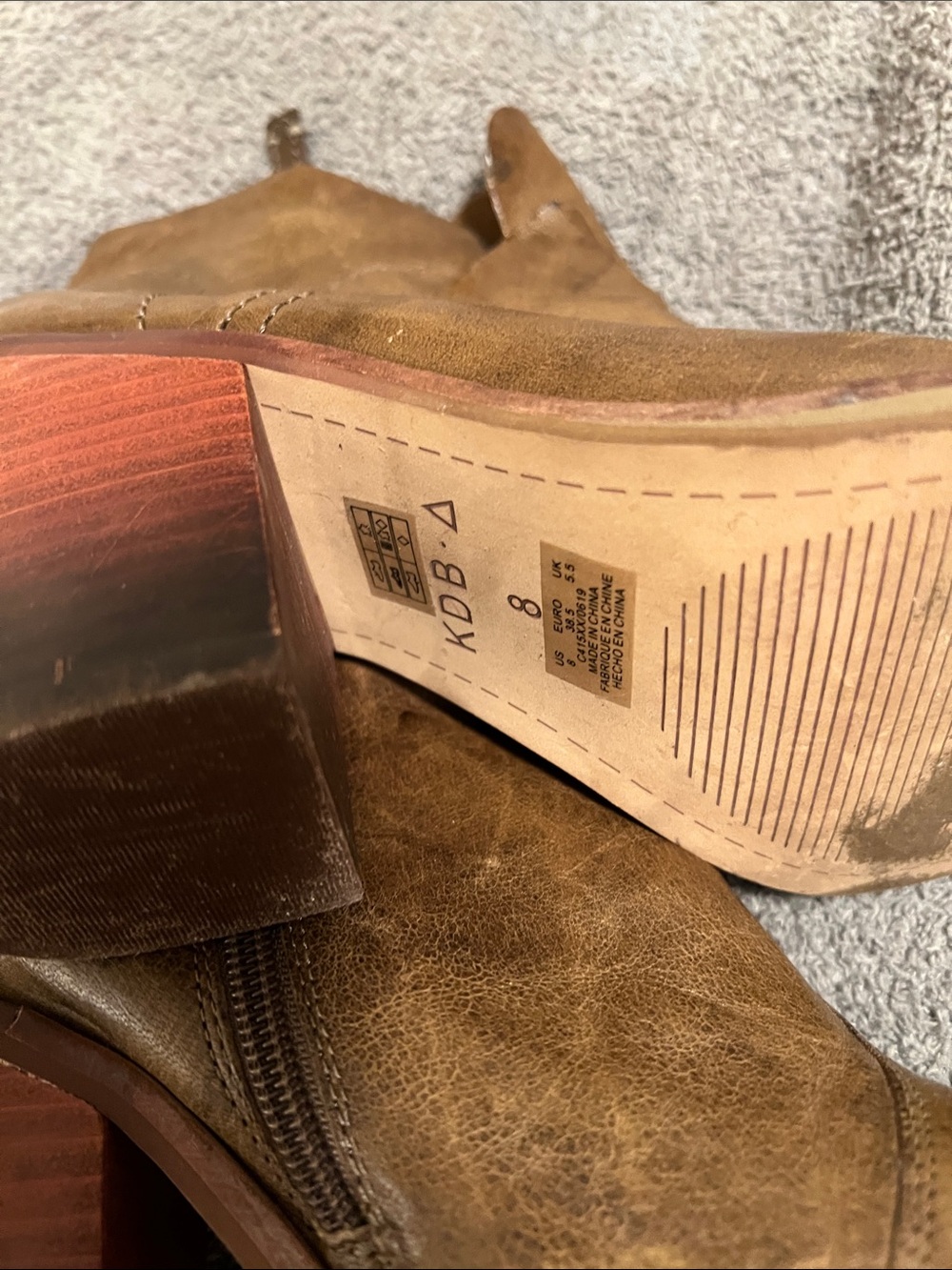 Women’s Brown Leather Ankle Booties with Stacked Heel - Picture 6 of 7